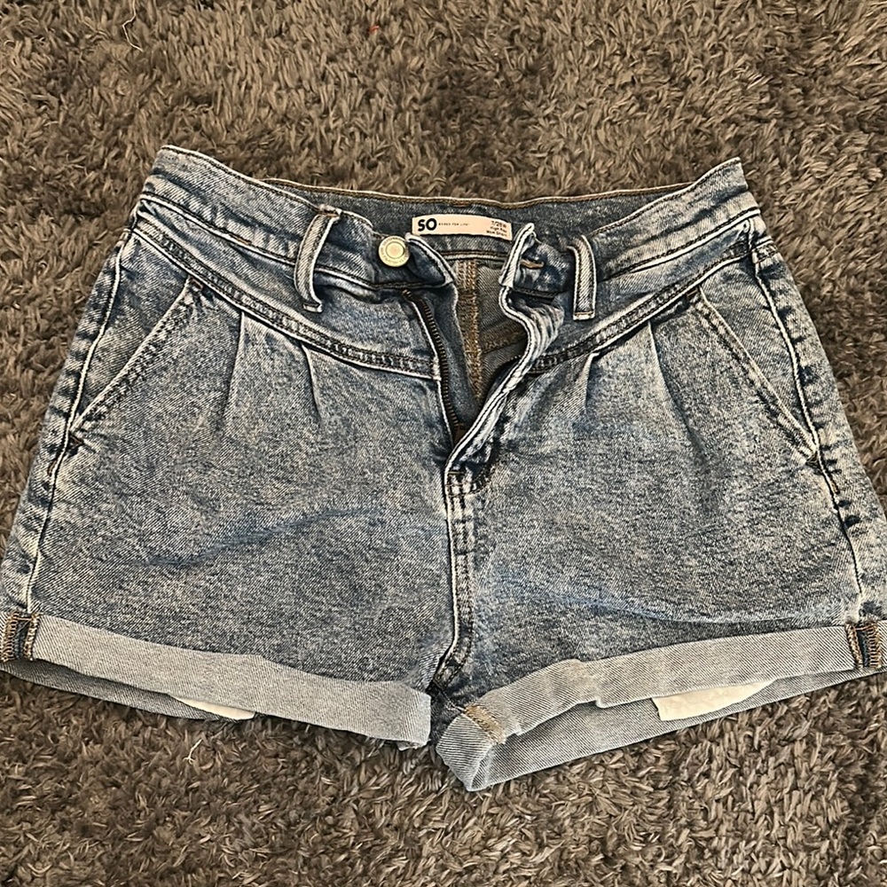 SO Blue Jean Shorts High-Waisted Acid Wash